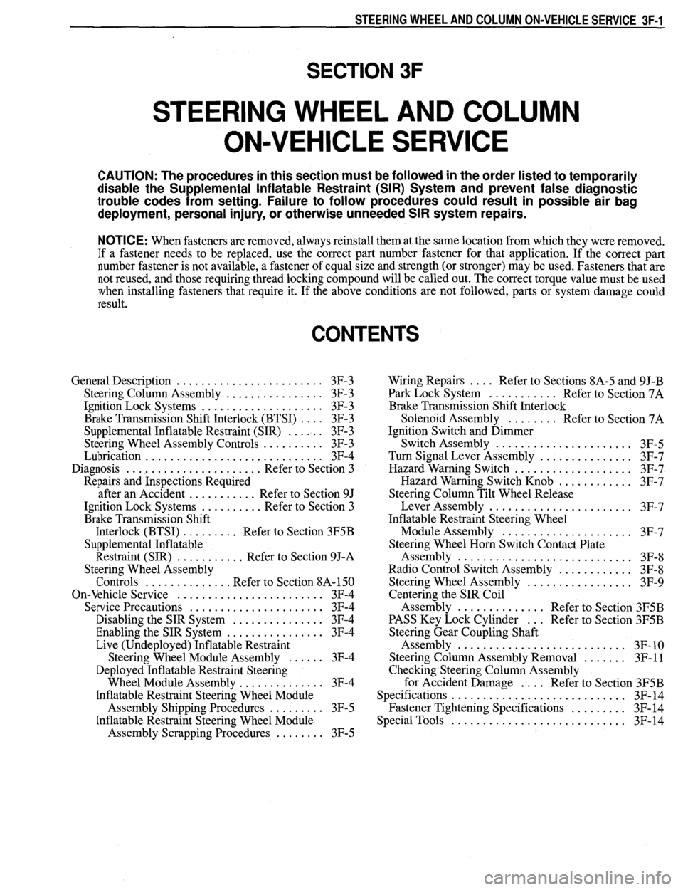 PONTIAC FIREBIRD 1993  Service Repair Manual 