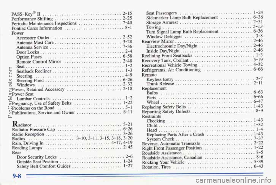 PONTIAC BONNEVILLE 1996  Owners Manual ProCarManuals.com 