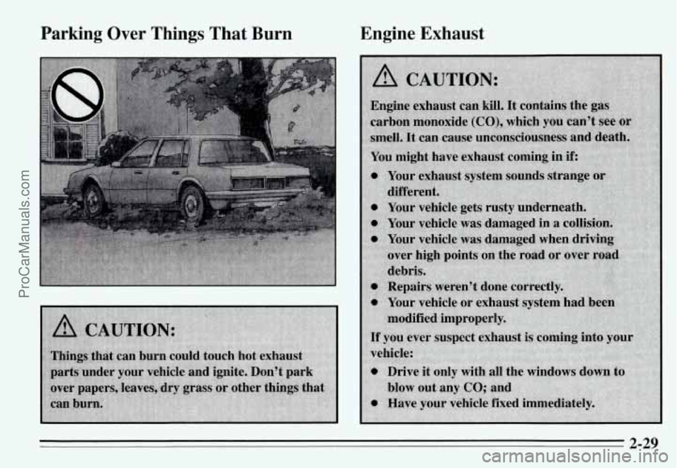 PONTIAC GRAND-AM 1995  Owners Manual Parking  Over  Things  That  Burn Engine  Exhaust 
2-29 
ProCarManuals.com 