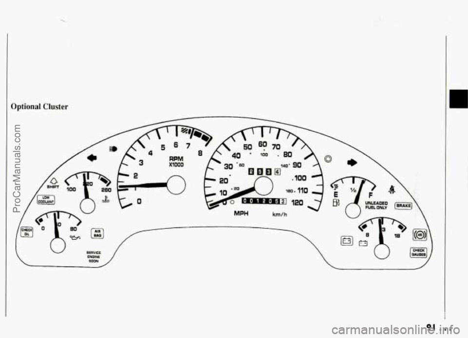 PONTIAC GRAND-AM 1994  Owners Manual Optional  Cluster L 
91 ... 
ProCarManuals.com 