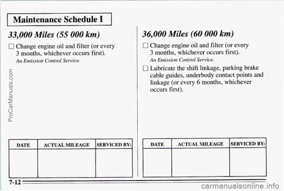 PONTIAC PONTIAC 1995  Owners Manual D&TE. ACTUAL MILXAGE 
ProCarManuals.com 