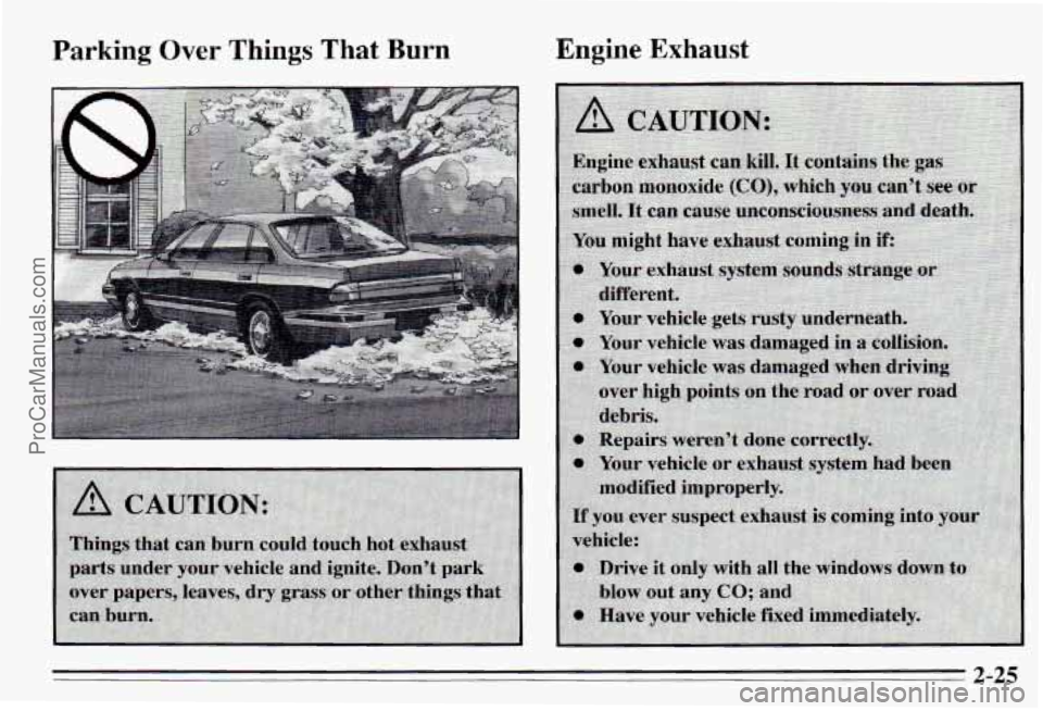 PONTIAC PONTIAC 1995  Owners Manual Parking Over Things That Burn Engine Exhaust 
2-25 
ProCarManuals.com 