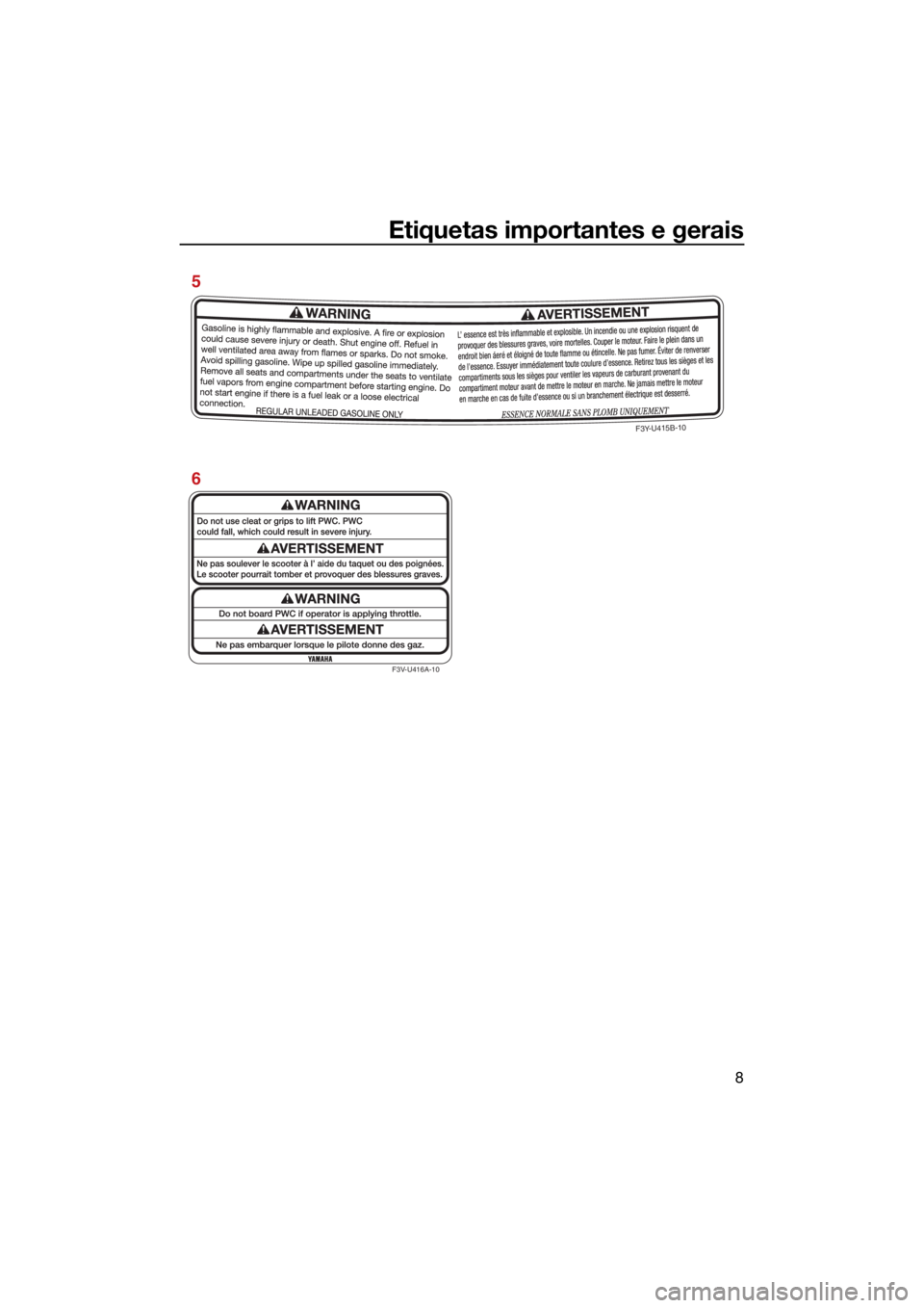 YAMAHA EXR 2021  Manual de utilização (in Portuguese) Etiquetas importantes e gerais
8
F3V-U416A-10
F3Y-U415B-10
6 5
UF4L72P0.book  Page 8  Friday, June 19, 2020  9:12 AM 
