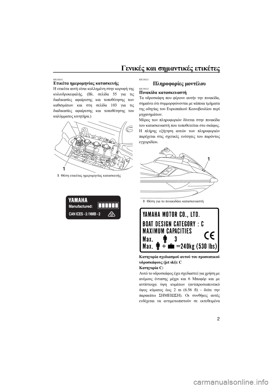YAMAHA FX HO CRUISER 2016 ΟΔΗΓΌΣ ΧΡΉΣΗΣ (in Greek) Γενικές και σημαντικές ετικέτες
2
RJU42031Ετικέτα ημερομηνίας κατασκευής
Η ετικέτα αυτή είναι κολλημένη στην κο YAMAHA FX HO CRUISER 2016 ΟΔΗΓΌΣ ΧΡΉΣΗΣ (in Greek) Γενικές και σημαντικές ετικέτες
2
RJU42031Ετικέτα ημερομηνίας κατασκευής
Η ετικέτα αυτή είναι κολλημένη στην κο