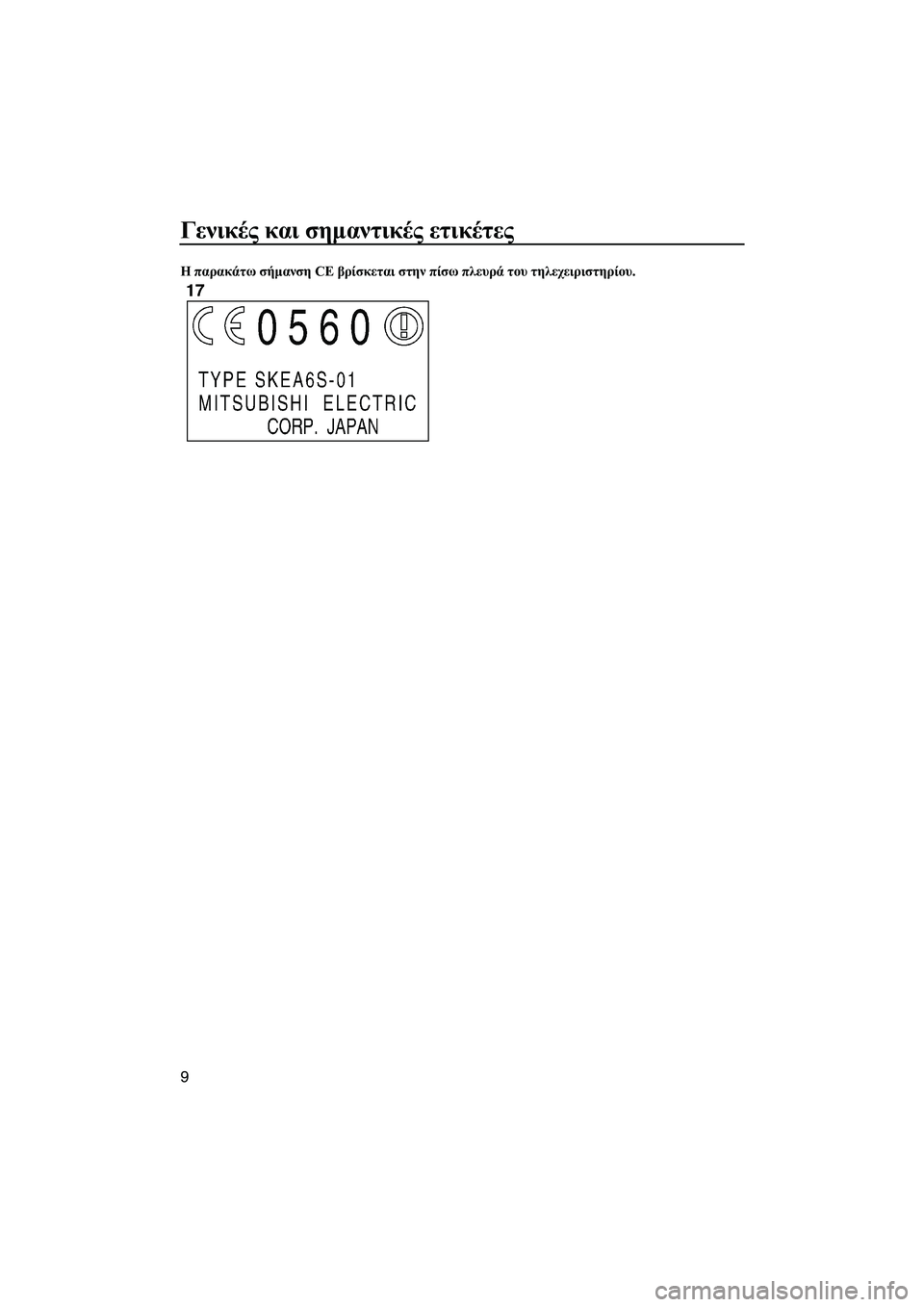 YAMAHA FX HO CRUISER 2007  ΟΔΗΓΌΣ ΧΡΉΣΗΣ (in Greek) Γενικές και σηµαντικές ετικέτες
9
Η παρακάτω σήµανση CE βρίσκεται στην πίσω πλευρά του τηλεχειριστηρίου.
UF1X71R0.