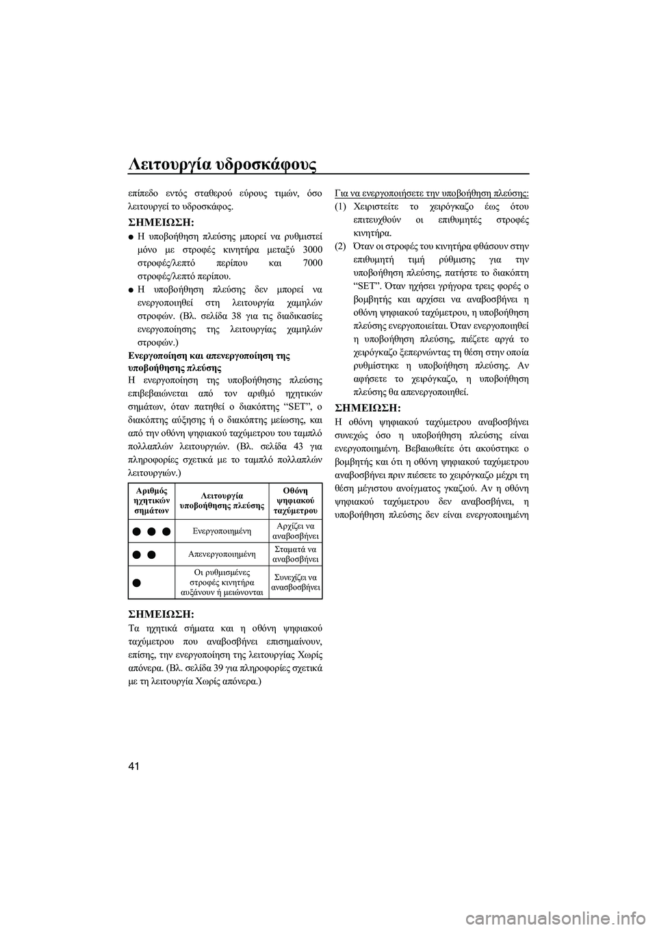 YAMAHA FX HO CRUISER 2013 ΟΔΗΓΌΣ ΧΡΉΣΗΣ (in Greek) Λειτουργία υδροσκάφους
41
επίπεδο εντός σταθερού εύρους τιμών , όσο
λειτουργεί το υδροσκάφος .
ΣΗMΕΙΩΣΗ :
●Η YAMAHA FX HO CRUISER 2013 ΟΔΗΓΌΣ ΧΡΉΣΗΣ (in Greek) Λειτουργία υδροσκάφους
41
επίπεδο εντός σταθερού εύρους τιμών , όσο
λειτουργεί το υδροσκάφος .
ΣΗMΕΙΩΣΗ :
●Η