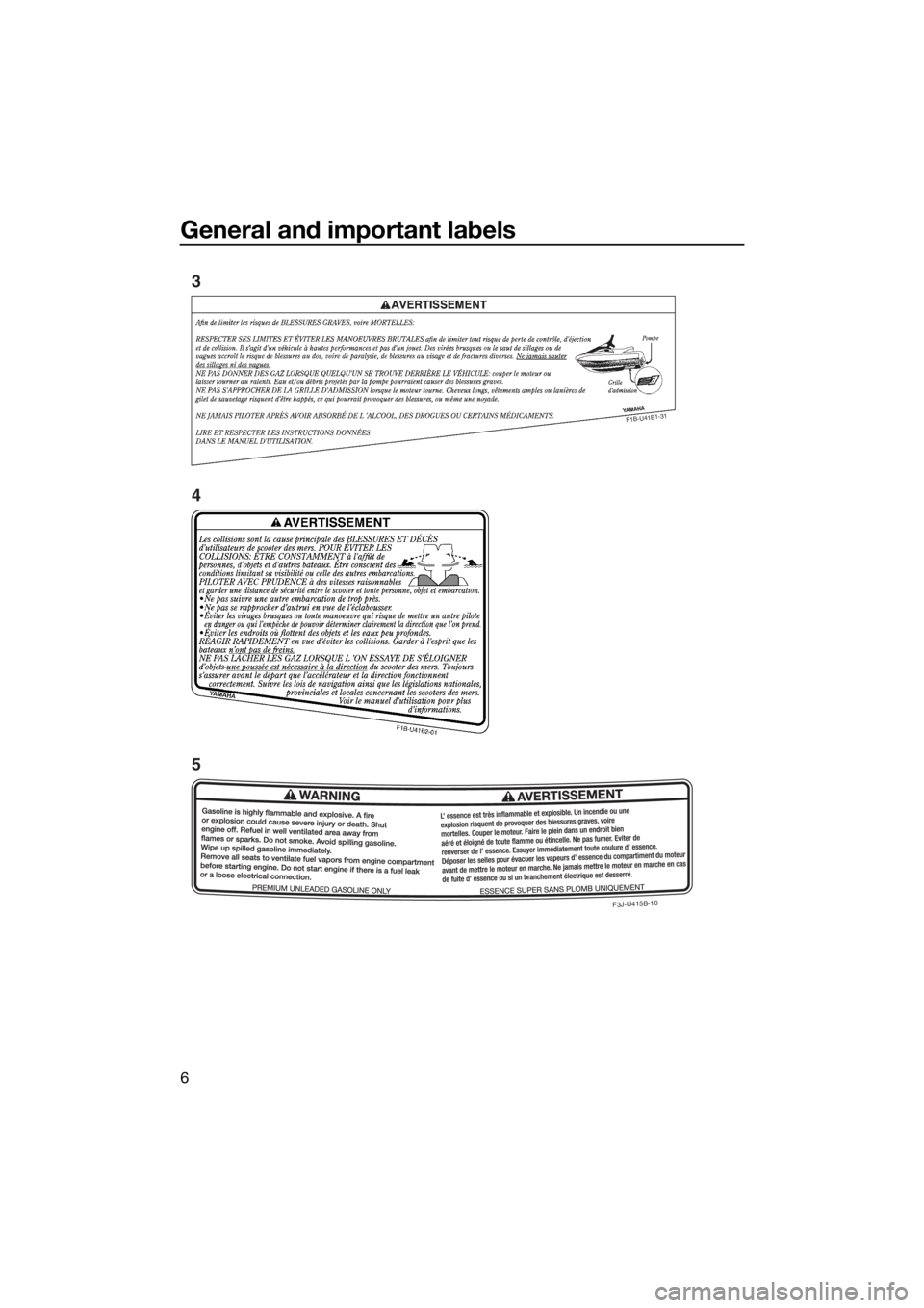 YAMAHA FX SVHO 2017  Owners Manual General and important labels
6
F
1
B
-U
4
1
B
1-3
1
F3J-U415B-10
3
4
5
UF3J74E0.book  Page 6  Wednesday, July 6, 2016  11:57 AM 