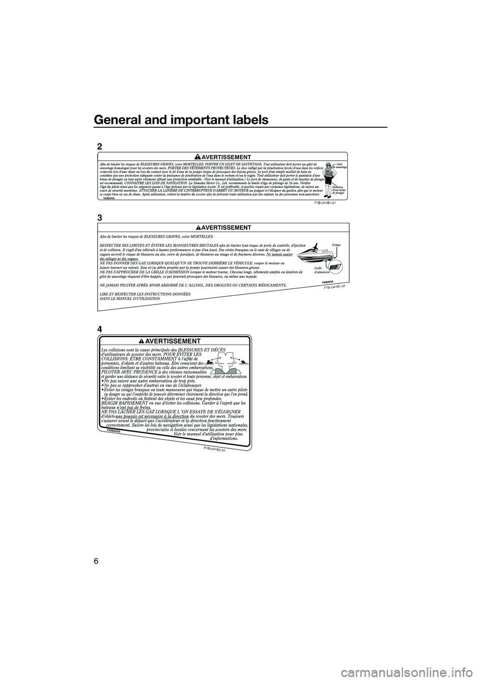 YAMAHA FX SVHO 2014  Owners Manual General and important labels
6
UF3J70E0.book  Page 6  Wednesday, October 9, 2013  2:07 PM 