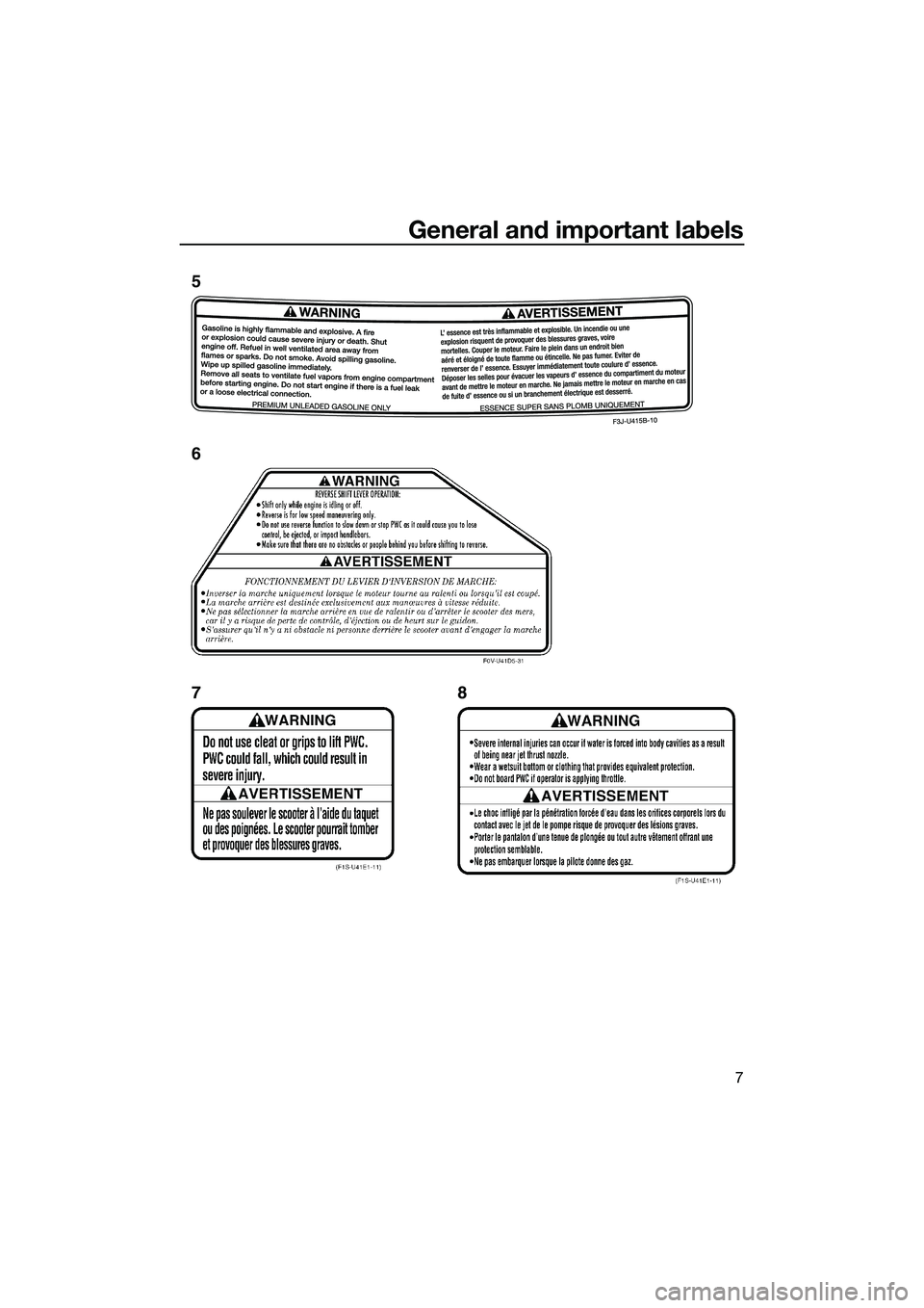YAMAHA FX SVHO 2014  Owners Manual General and important labels
7
5
6
78
UF3J70E0.book  Page 7  Wednesday, October 9, 2013  2:07 PM 