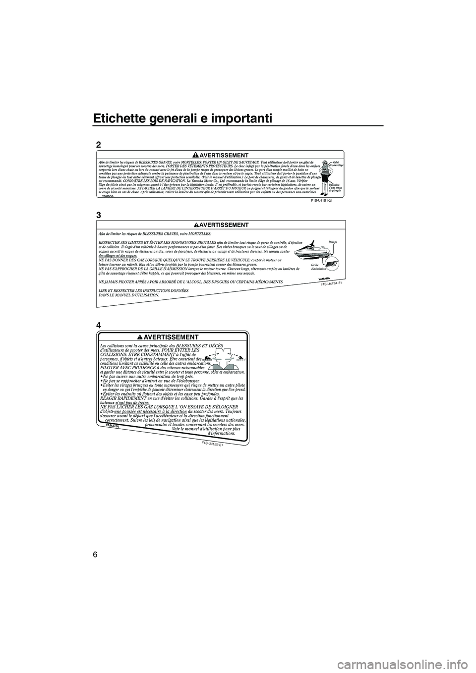 YAMAHA FZR SVHO 2010  Manuale duso (in Italian) Etichette generali e importanti
6
UF2R71H0.book  Page 6  Thursday, July 16, 2009  11:29 AM 