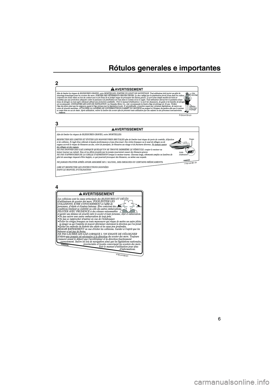 YAMAHA FZS 2013  Manuale de Empleo (in Spanish) Rótulos generales e importantes
6
UF2C74S0.book  Page 6  Tuesday, July 31, 2012  9:27 AM 