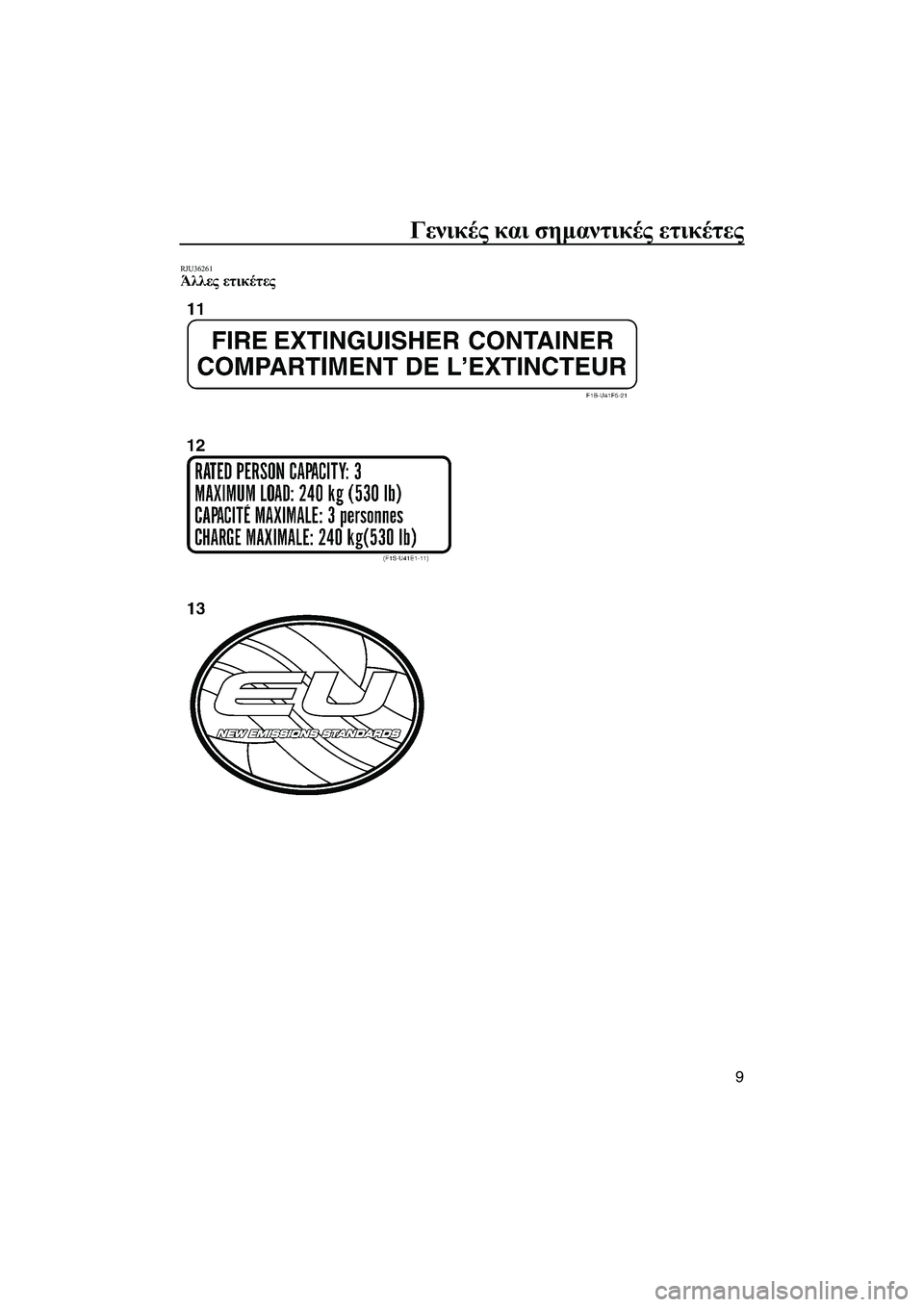 YAMAHA FZS SVHO 2012  Notices Demploi (in French) Γενικές και σηµαντικές ετικέτες
9
RJU36261Άλλες ετικέτες 
UF2C73R0.book  Page 9  Friday, June 24, 2011  10:07 AM 