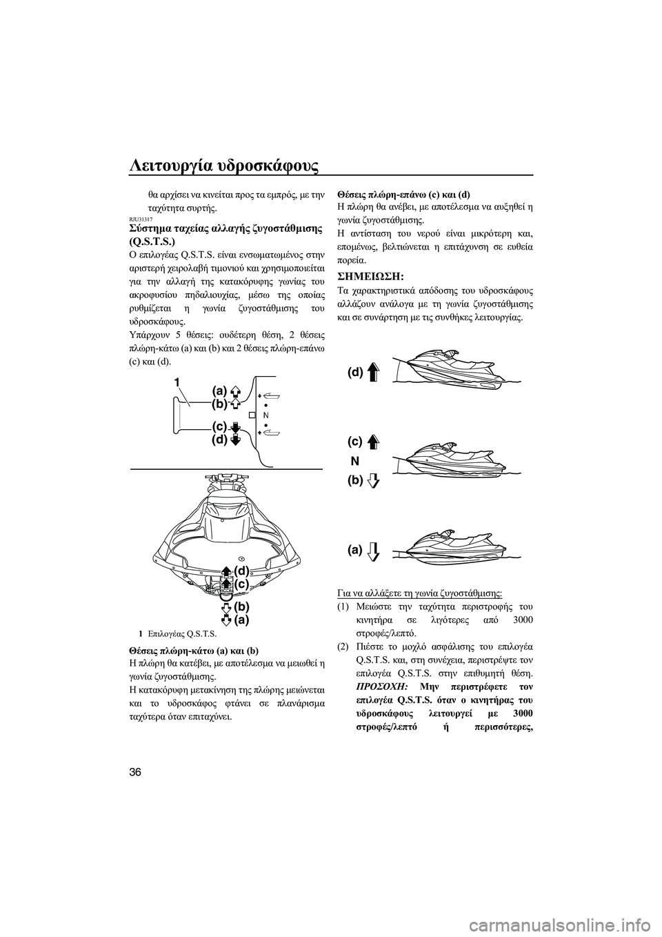 YAMAHA FZS SVHO 2012 Notices Demploi (in French) Λειτουργία υδροσκάφους
36
θα αρχίσει να κινείται προς τα εµπρός, µε την
ταχύτητα συρτής.
RJU31317Σύστηµα ταχείας α YAMAHA FZS SVHO 2012 Notices Demploi (in French) Λειτουργία υδροσκάφους
36
θα αρχίσει να κινείται προς τα εµπρός, µε την
ταχύτητα συρτής.
RJU31317Σύστηµα ταχείας α