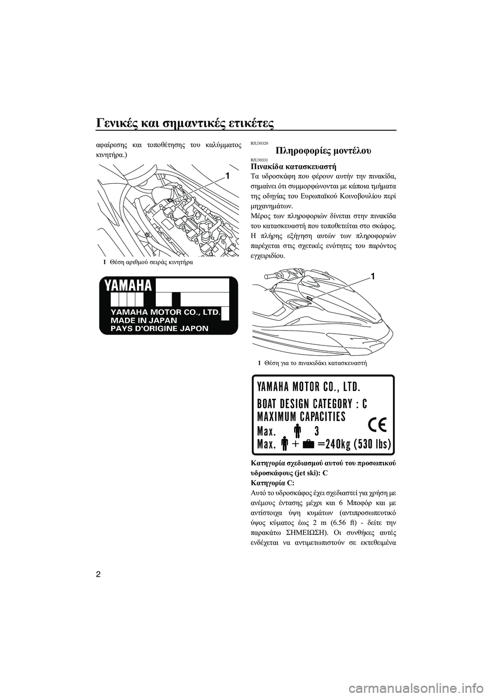 YAMAHA FZS 2010  ΟΔΗΓΌΣ ΧΡΉΣΗΣ (in Greek) Γενικές και σηµαντικές ετικέτες
2
αφαίρεσης και τοποθέτησης του καλύµµατος
κινητήρα.)RJU30320
Πληροφορίες µοντέ