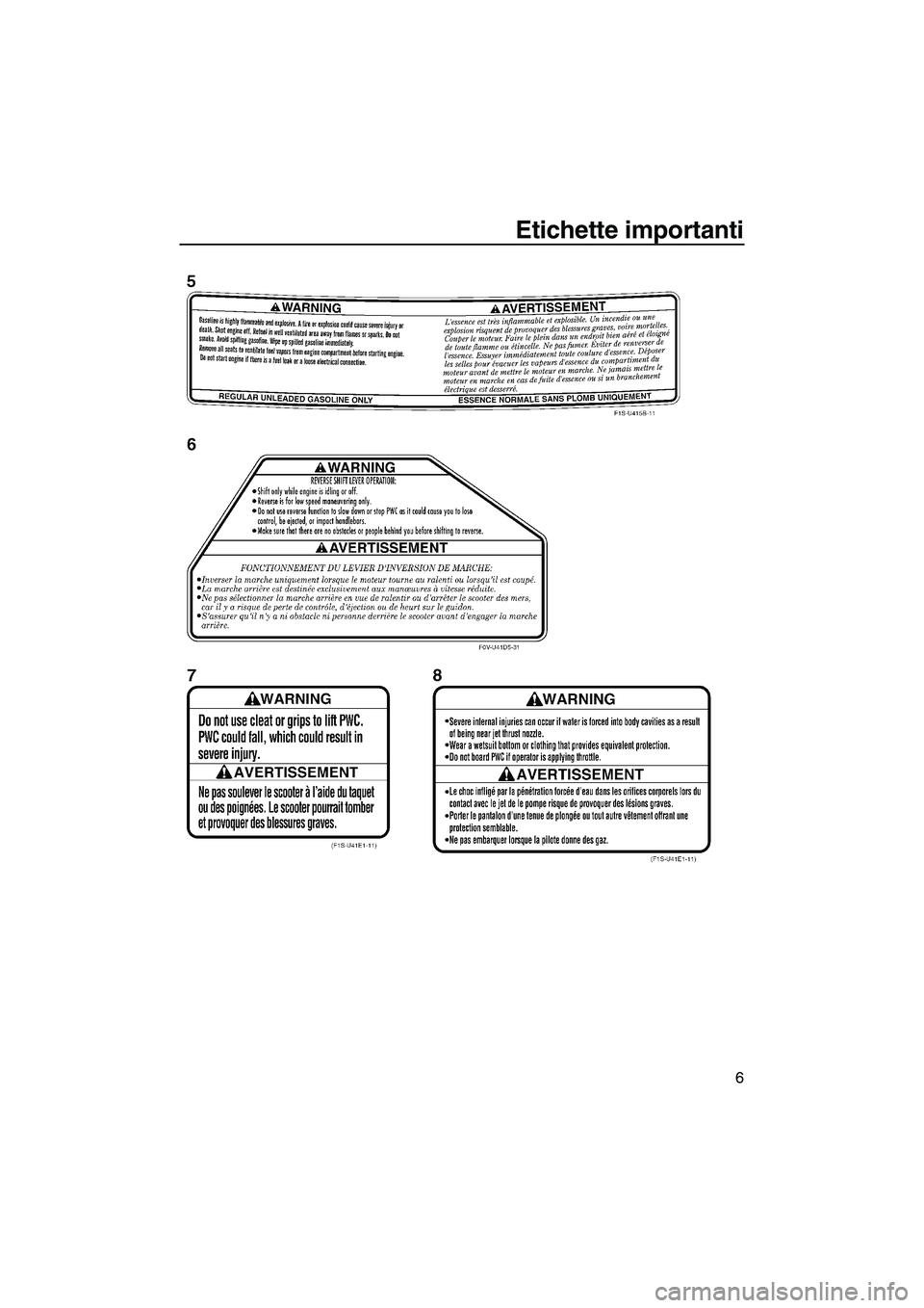 YAMAHA FZS 2009  Manuale duso (in Italian) Etichette importanti
6
UF2C70H0.book  Page 6  Tuesday, November 4, 2008  4:17 PM 