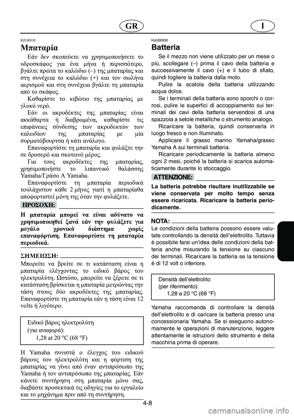 YAMAHA GP1200 2001  ΟΔΗΓΌΣ ΧΡΉΣΗΣ (in Greek) 4-8
I�*�5
�5�-�8������
Œ.2.!.��
