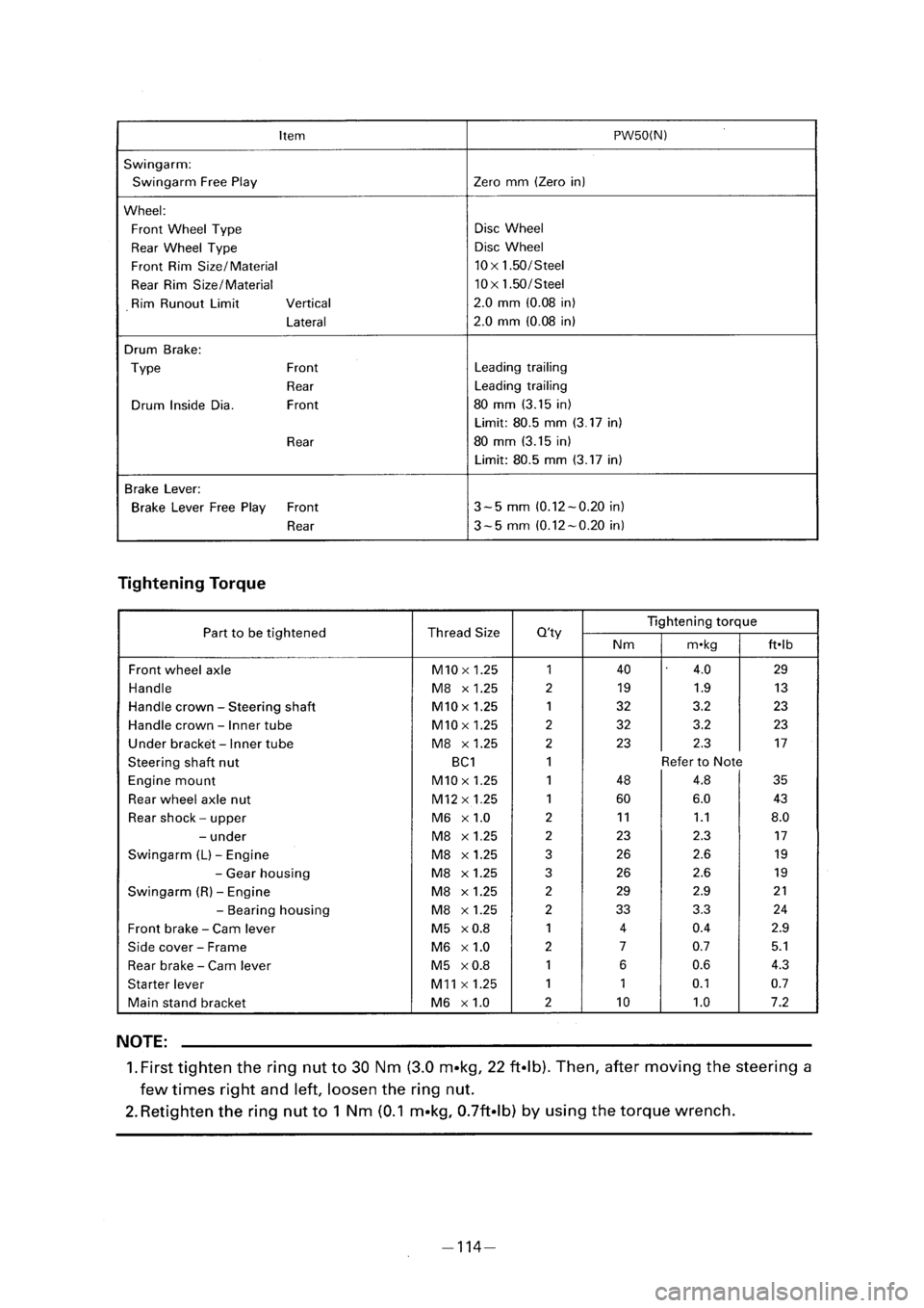 YAMAHA PW50 2001  Owners Manual 