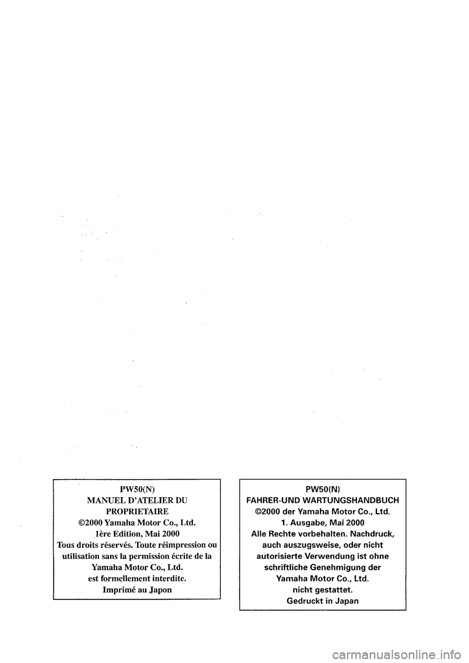 YAMAHA PW50 2001  Owners Manual 
