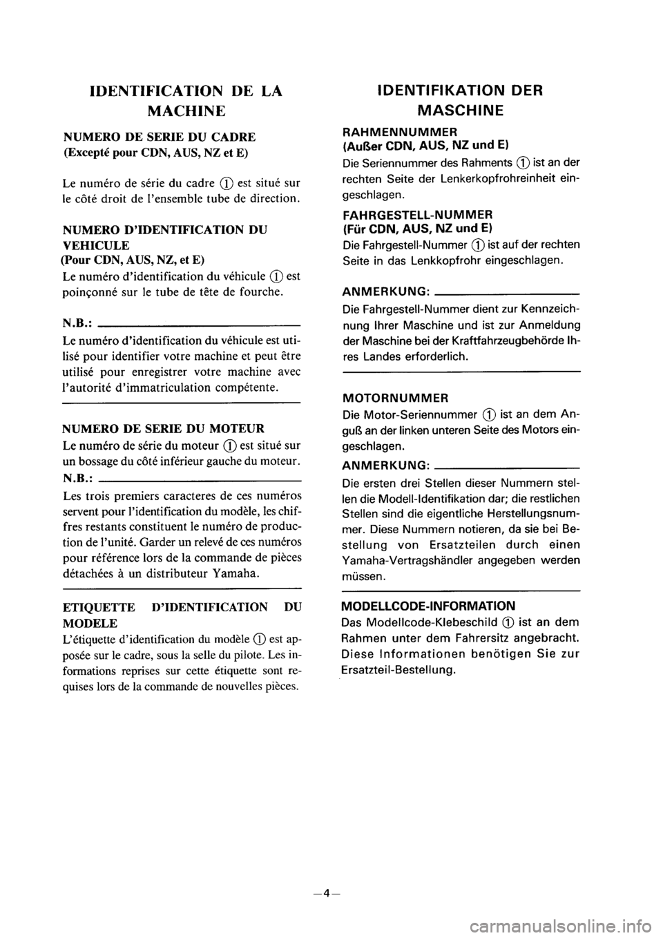 YAMAHA PW50 2001  Notices Demploi (in French) 