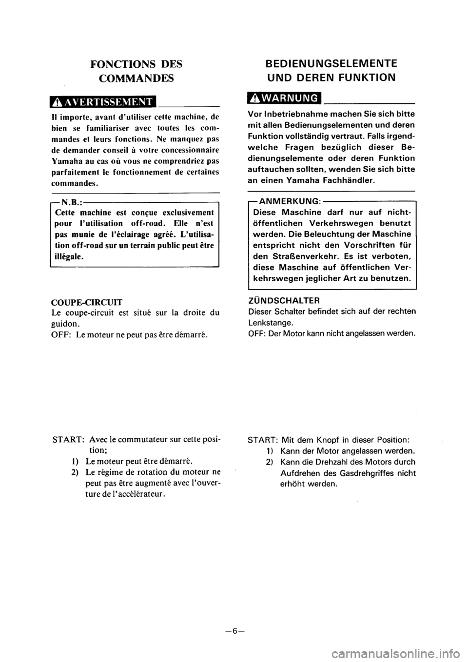 YAMAHA PW50 2001  Notices Demploi (in French) 