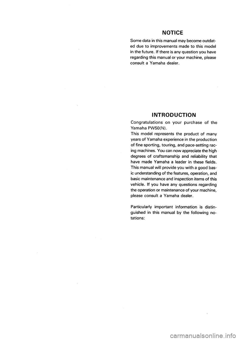 YAMAHA PW50 2001  Owners Manual 