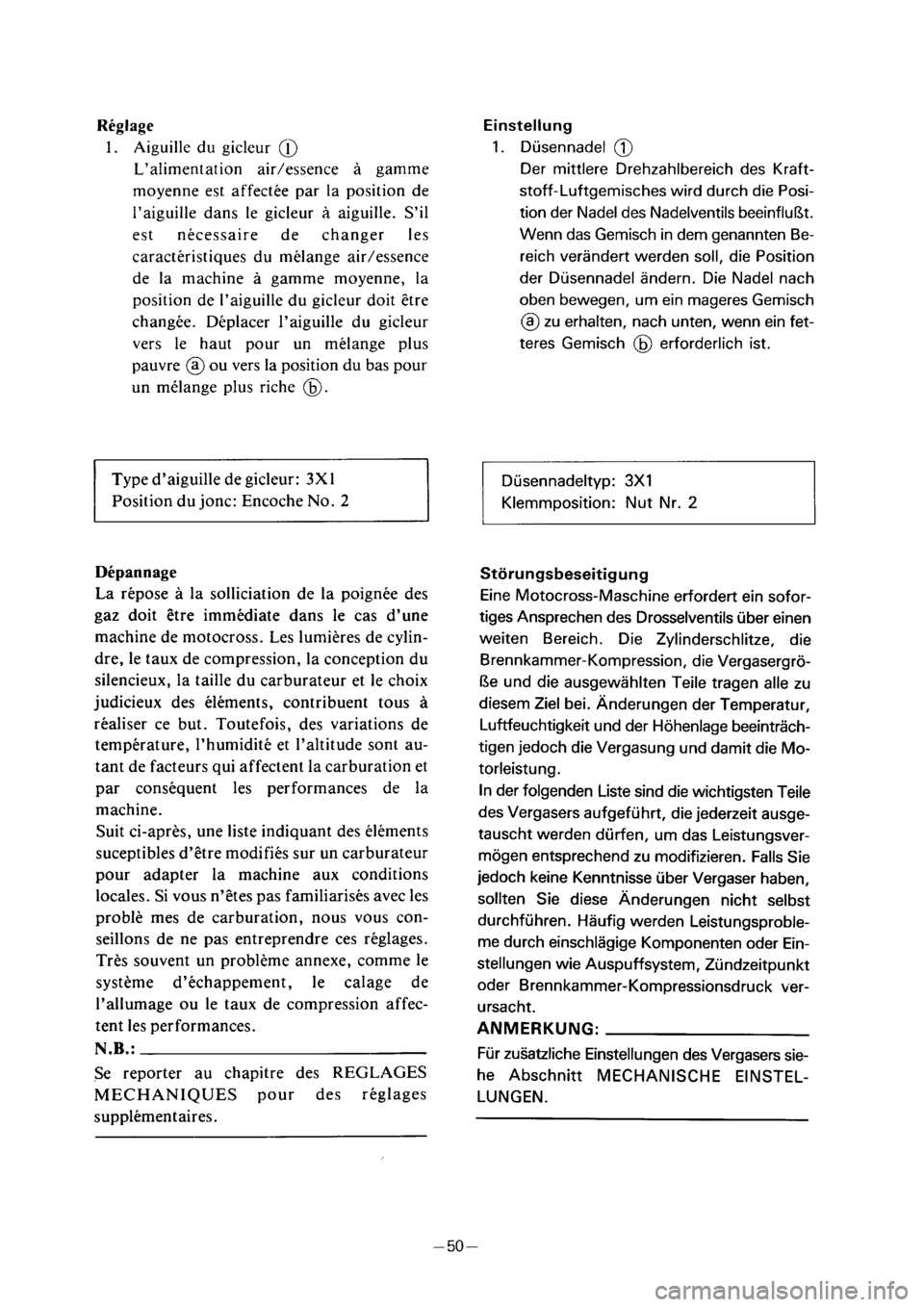 YAMAHA PW50 2001  Notices Demploi (in French) 