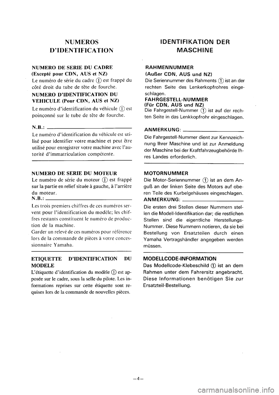 YAMAHA PW80 2001  Notices Demploi (in French) 