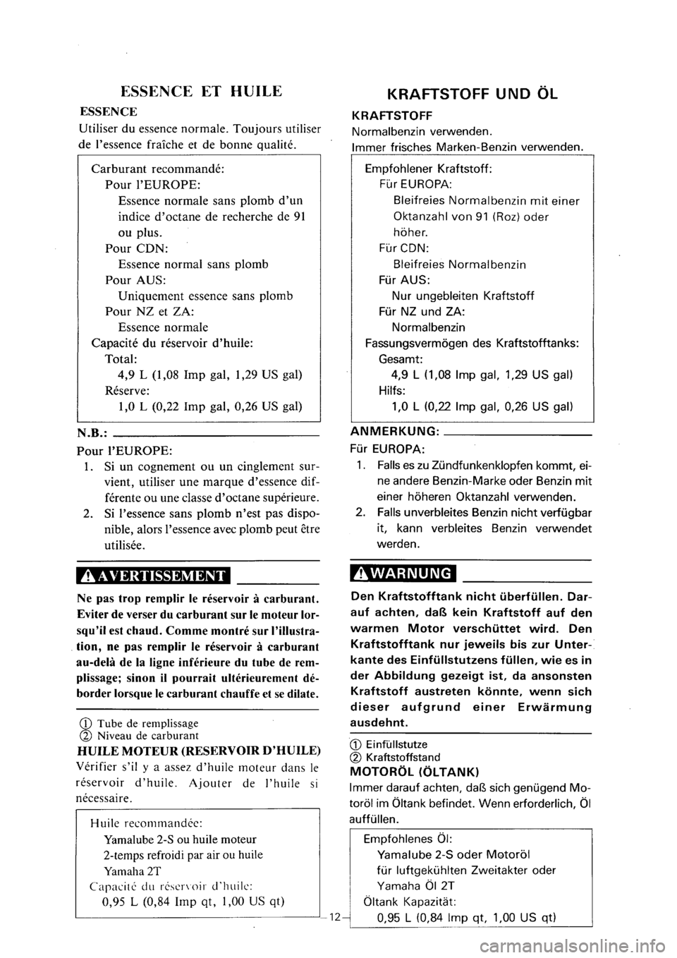 YAMAHA PW80 2001  Notices Demploi (in French) 