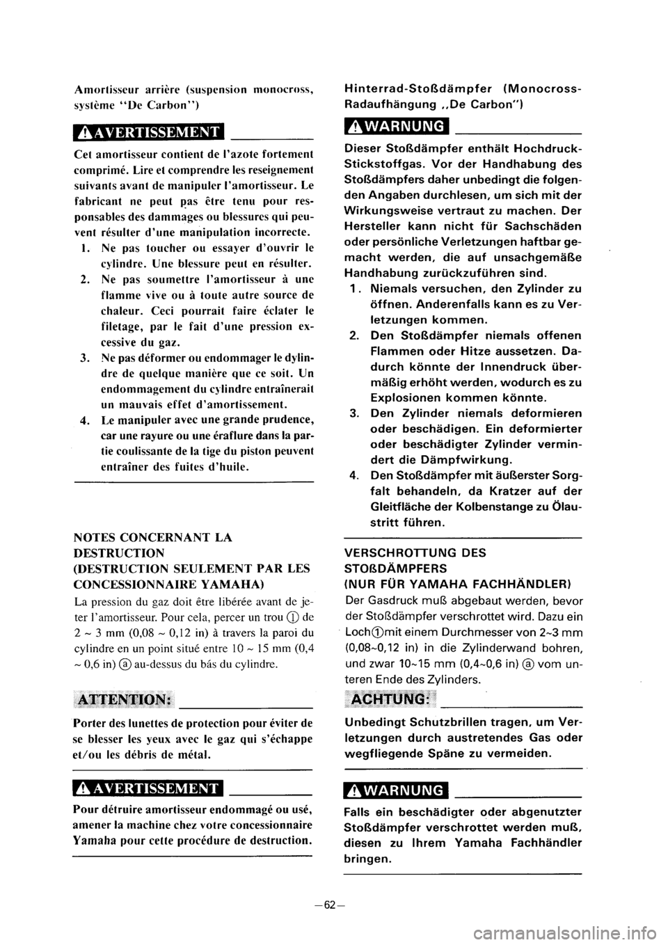 YAMAHA PW80 2001  Notices Demploi (in French) 