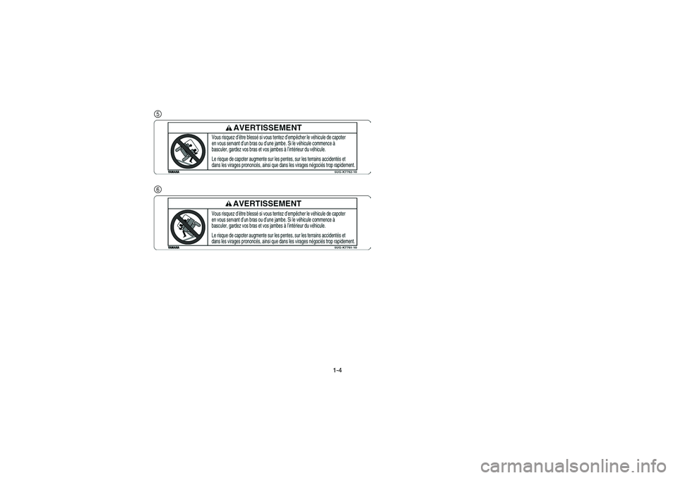 YAMAHA RHINO 660 2007  Notices Demploi (in French) 1-4
5
6EE.book  Page 4  Friday, August 4, 2006  12:02 PM 