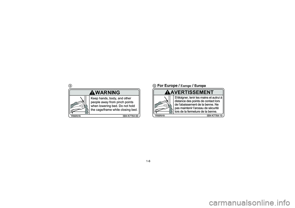 YAMAHA RHINO 700 2008  Owners Manual 1-6
90For Europe / 
Europe
 / Europa
EE.book  Page 6  Monday, October 8, 2007  4:48 PM 