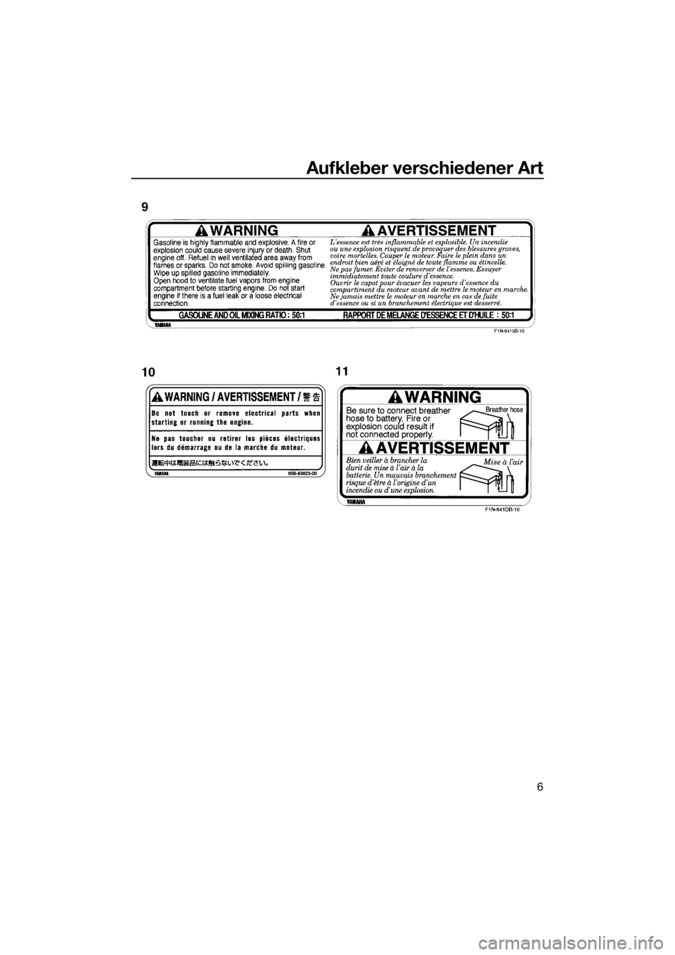 YAMAHA SUPERJET 2019  Betriebsanleitungen (in German) Aufkleber verschiedener Art
6
UF4D75G0.book  Page 6  Friday, March 16, 2018  11:18 AM 