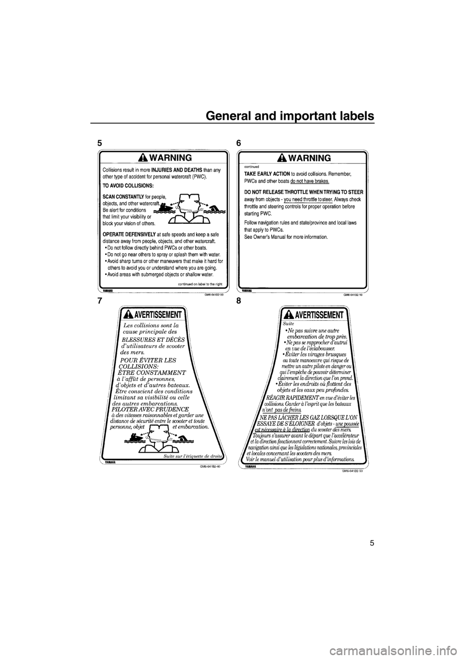 YAMAHA SUPERJET 2013  Owners Manual General and important labels
5
UF2F75E0.book  Page 5  Thursday, July 5, 2012  8:50 AM 