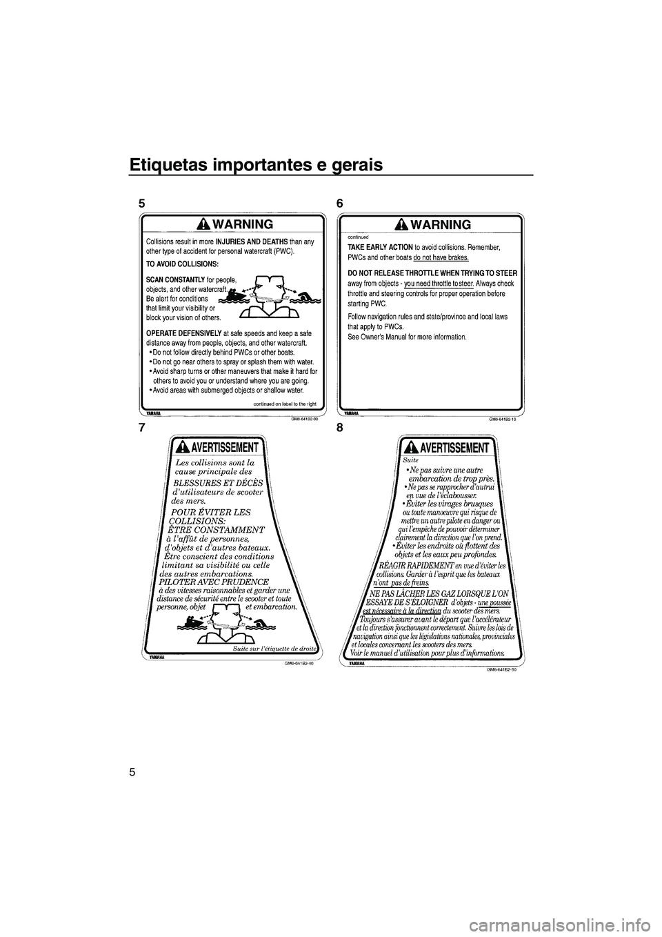 YAMAHA SUPERJET 2008  Manual de utilização (in Portuguese) Etiquetas importantes e gerais
5
UF2F70P0.book  Page 5  Tuesday, April 17, 2007  9:28 AM 