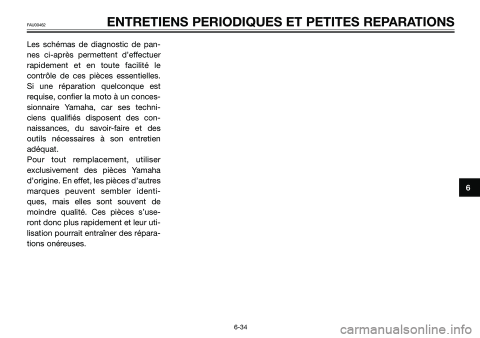 YAMAHA TZR50 2008  Notices Demploi (in French) Les schémas de diagnostic de pan-
nes ci-après permettent d’effectuer
rapidement et en toute facilité le
contrôle de ces pièces essentielles.
Si une réparation quelconque est
requise, confier 