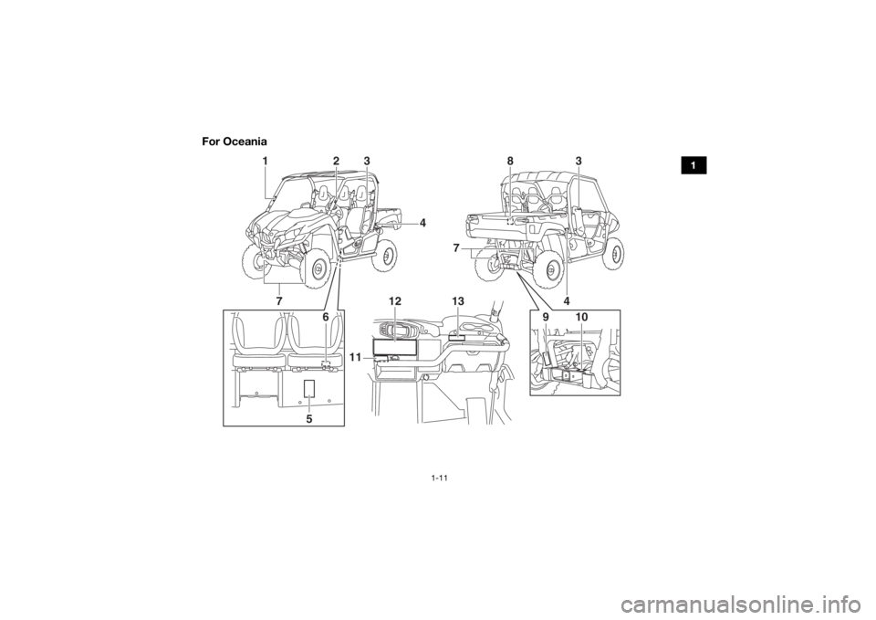 YAMAHA VIKING 2017  Owners Manual 1-11
1
For Oceania
12
1
3
3
2
9
10
7
4
5 138
4
11
7
6
UB427BE0.book  Page 11  Friday, February 5, 2016  2:14 PM 
