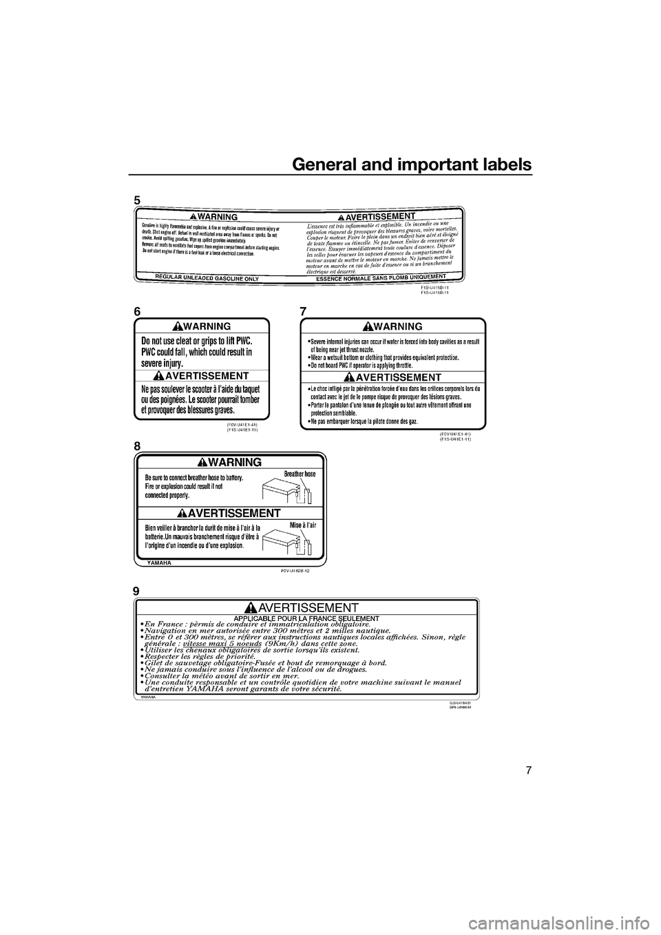 YAMAHA VX CRUISER 2014  Owners Manual General and important labels
7
UF2P71E0.book  Page 7  Wednesday, July 10, 2013  5:37 PM 
