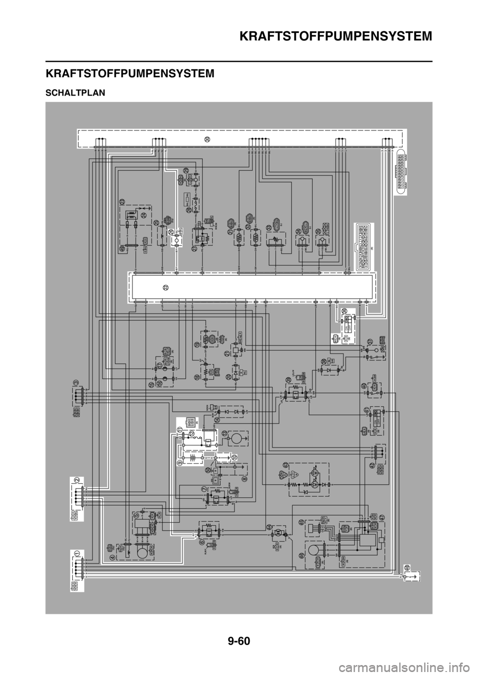 YAMAHA WR 250F 2016  Betriebsanleitungen (in German) KRAFTSTOFFPUMPENSYSTEM
9-60
GAS2GB3380
KRAFTSTOFFPUMPENSYSTEM
GAS2GB3381SCHALTPLAN
ONOFF
ONOFF
BBB
BBB
RRR
RRR/L
Br Br Br
Br Br
(Gy)
(Gy)B/LGyWW WB Gy
B R
WW W
BR
R,R/Y
G
R
Y/B
R,R/W
Br
RL/R
(B)R/YR/W