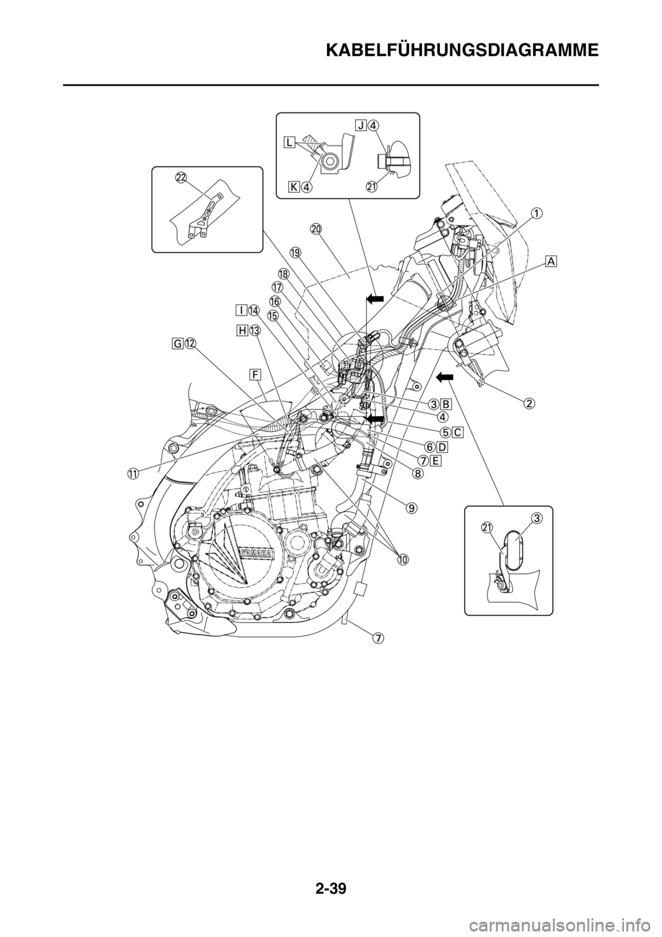 YAMAHA WR 250F 2016  Betriebsanleitungen (in German) KABELFÜHRUNGSDIAGRAMME
2-39 