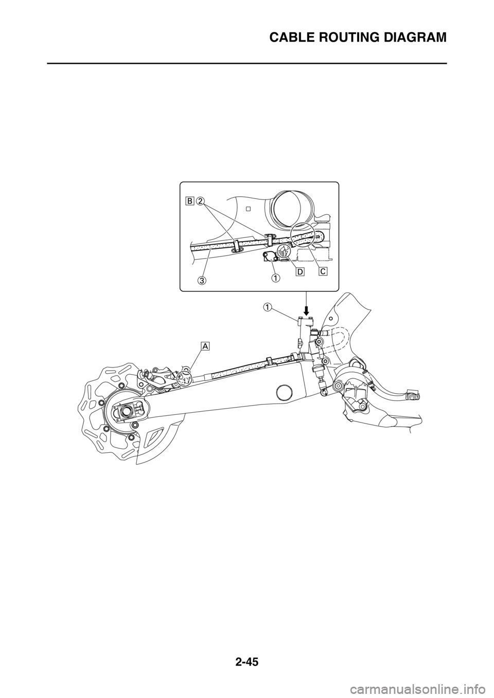YAMAHA WR 250F 2015  Owners Manual CABLE ROUTING DIAGRAM
2-45 