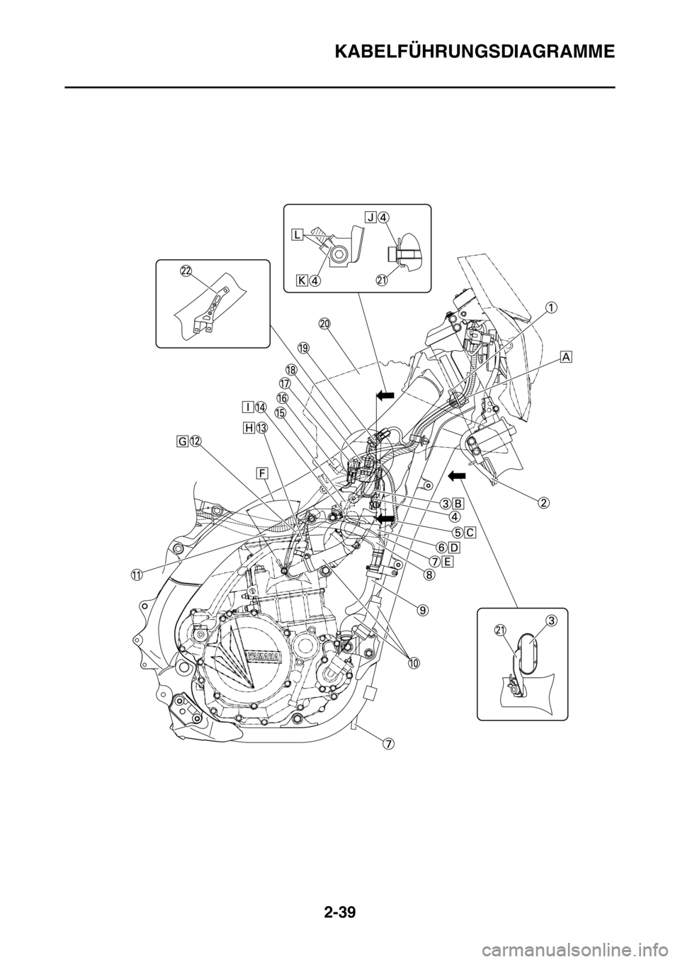 YAMAHA WR 250F 2015  Betriebsanleitungen (in German) KABELFÜHRUNGSDIAGRAMME
2-39 
