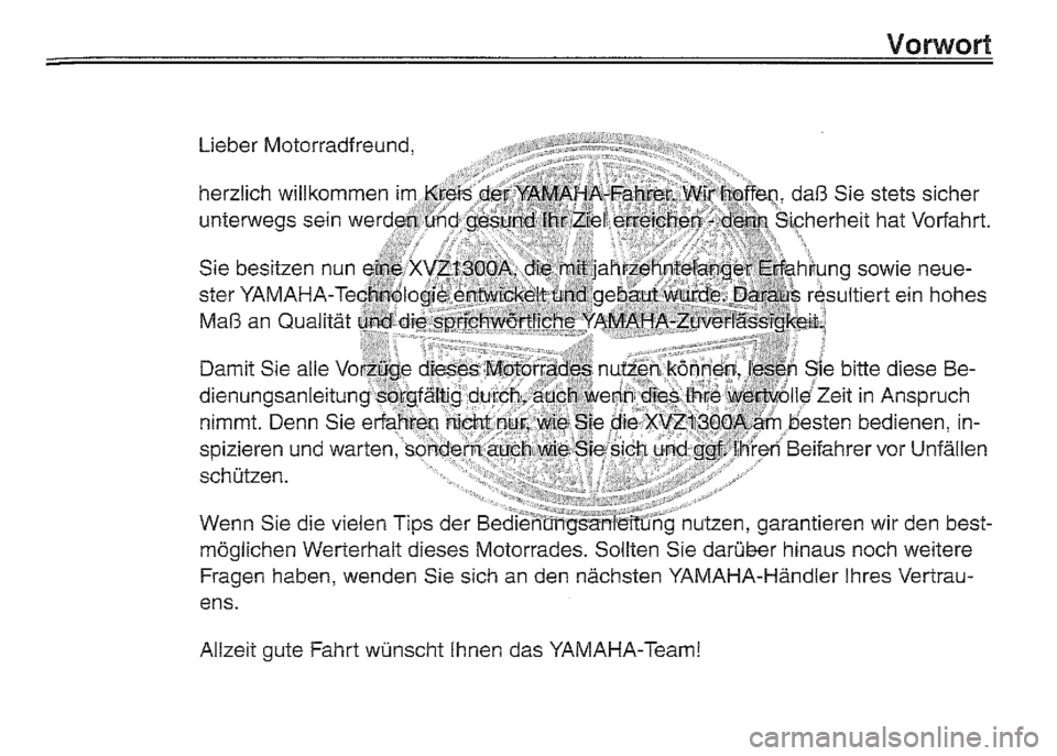 YAMAHA XVZ1300A 2000  Betriebsanleitungen (in German) 