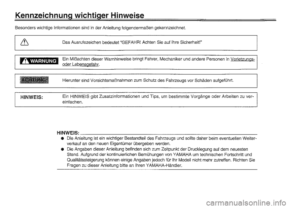 YAMAHA XVZ1300A 2000  Betriebsanleitungen (in German) 