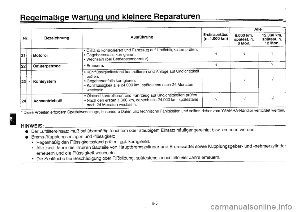 YAMAHA XVZ1300A 2000  Betriebsanleitungen (in German) 