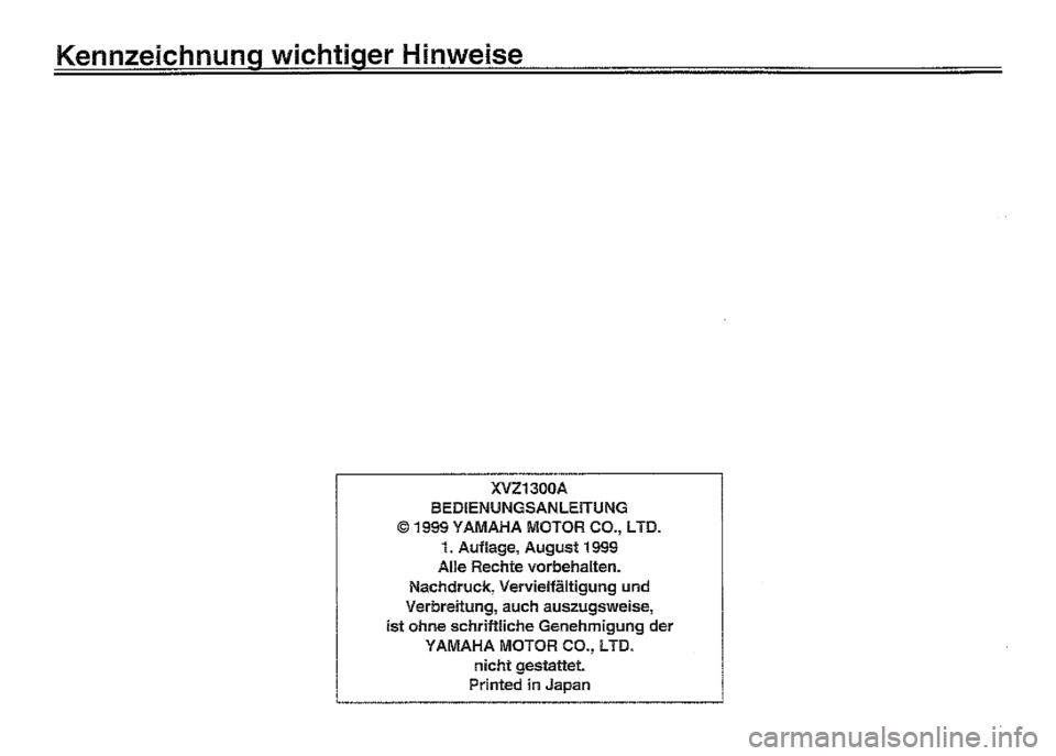 YAMAHA XVZ1300A 2000  Betriebsanleitungen (in German) 