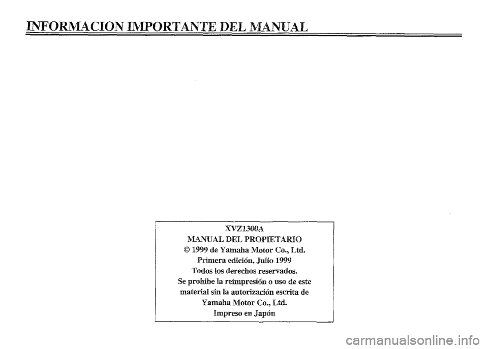 YAMAHA XVZ1300A 2000  Manuale de Empleo (in Spanish) 