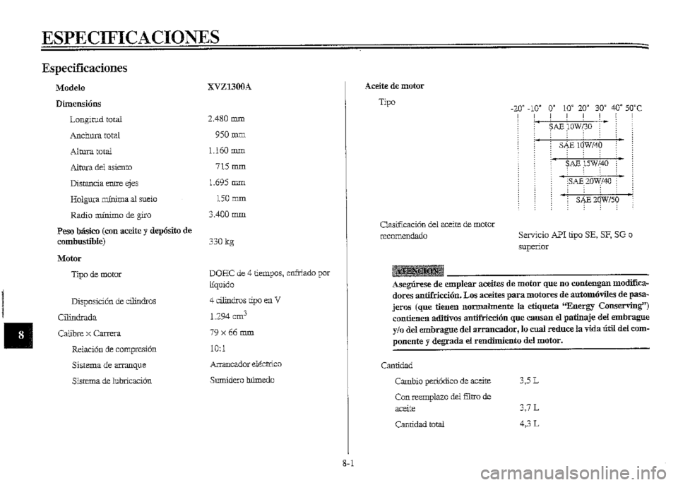 YAMAHA XVZ1300A 2000  Manuale de Empleo (in Spanish) 