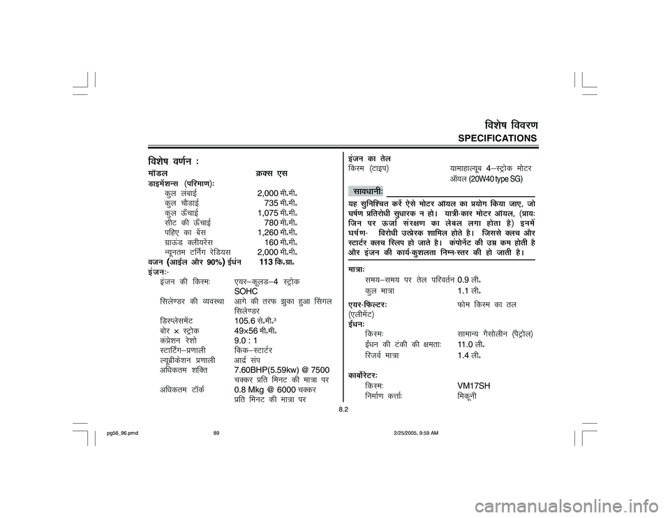 YAMAHA YD110 2005 Owners Manual foks"k o.kZu %ekWMyØDl ,lMkbesakUl ¼ifjek.k½%
dqy yackbZ
2,000
ehñehñ
dqy p©MkbZ
735
ehñehñ
dqy špkbZ
1,075
ehñehñ
lhV dh špkbZ
780
ehñehñ
ifg, dk csal
1,260
ehñehñ
xzkÅaM YAMAHA YD110 2005 Owners Manual foks"k o.kZu %ekWMyØDl ,lMkbesakUl ¼ifjek.k½%
dqy yackbZ
2,000
ehñehñ
dqy p©MkbZ
735
ehñehñ
dqy špkbZ
1,075
ehñehñ
lhV dh špkbZ
780
ehñehñ
ifg, dk csal
1,260
ehñehñ
xzkÅaM