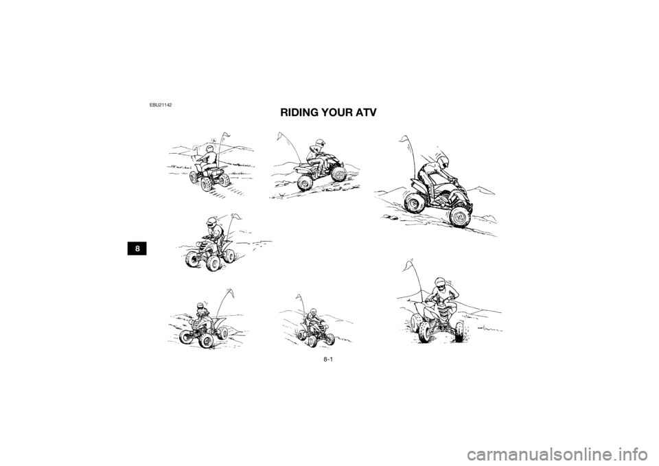 YAMAHA YFM700R 2020  Owners Manual 8-1
8
EBU21142
RIDING YOUR ATV
UBCX60E0.book  Page 1  Friday, April 19, 2019  9:09 AM 
