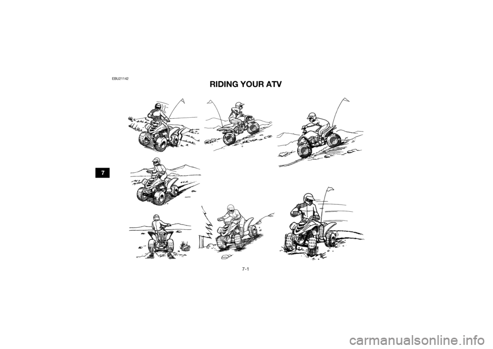 YAMAHA YFZ50 2020  Owners Manual 7-1
7
EBU21142
RIDING YOUR ATV
UBW463E0.book  Page 1  Monday, January 28, 2019  10:22 AM 